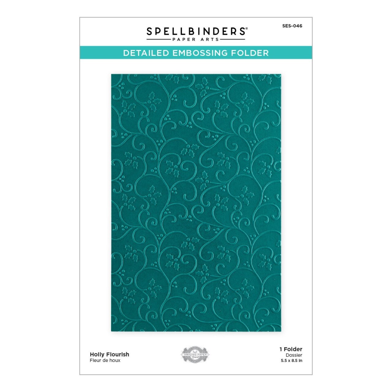 Spellbinders Embossing Folder By Becca Feeken-Holly Flourish -Christmas Flourish